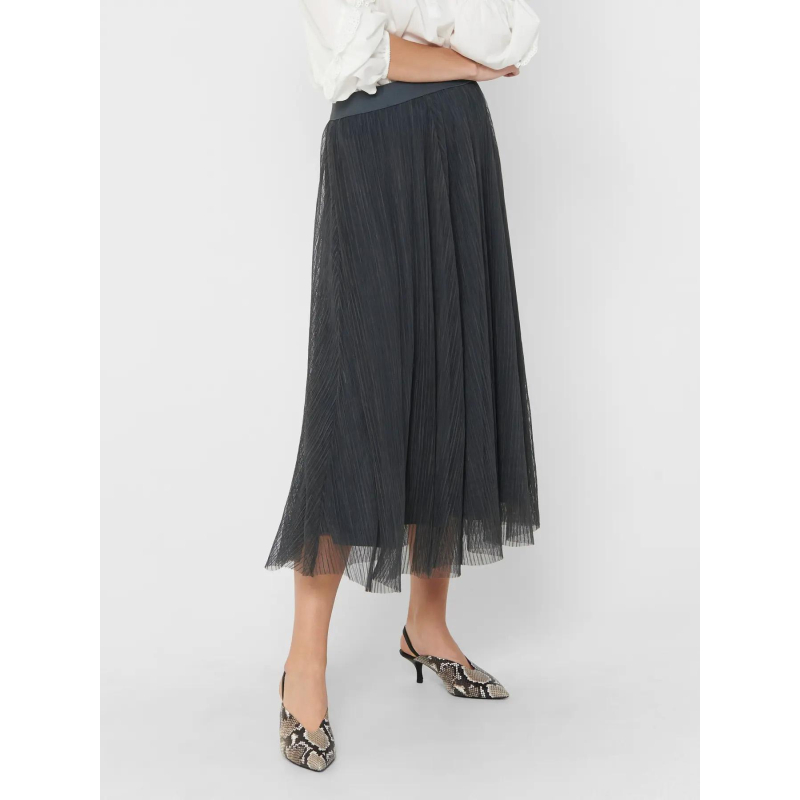 Jupe longue plissée lavina gris anthracite femme - Only