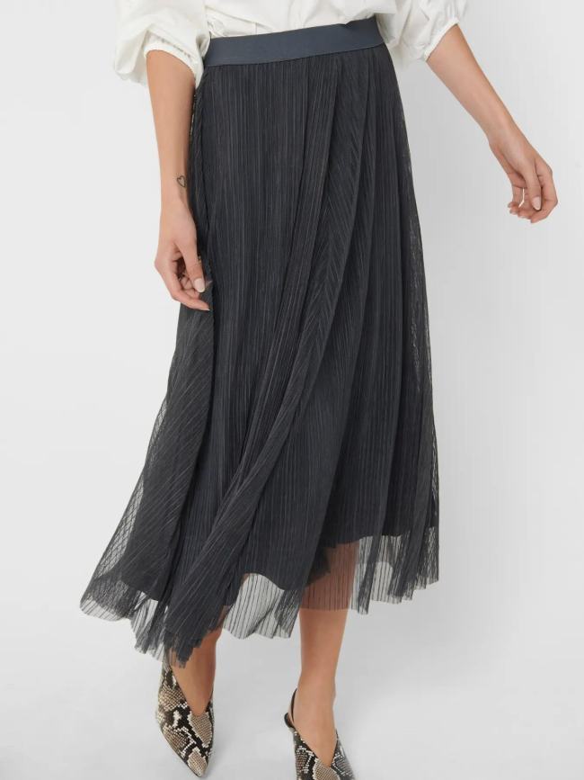 Jupe longue plissée lavina gris anthracite femme - Only