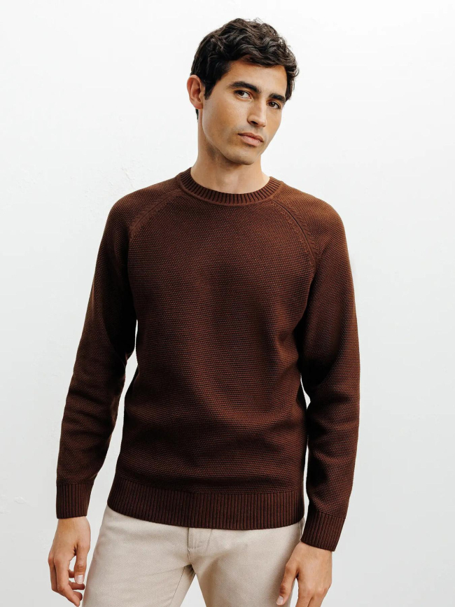 Pull en maille borange marron homme - Izac
