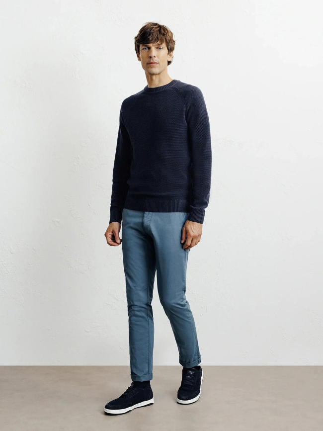 Pull en maille borange bleu marine homme - Izac
