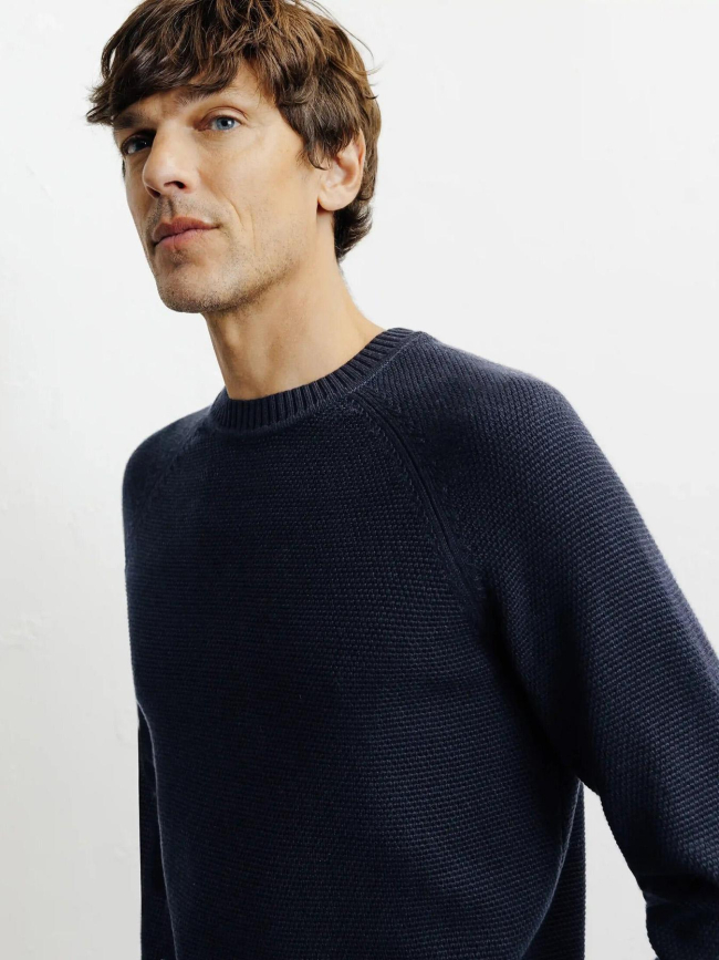 Pull en maille borange bleu marine homme - Izac