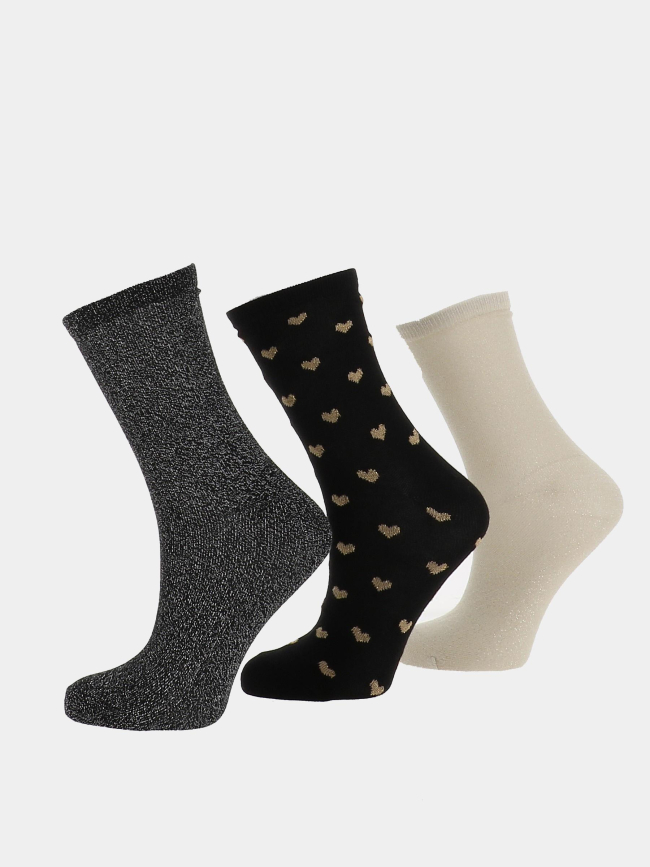 Pack de 3 paires de chaussettes brillantes onlgracie noir femme - Only