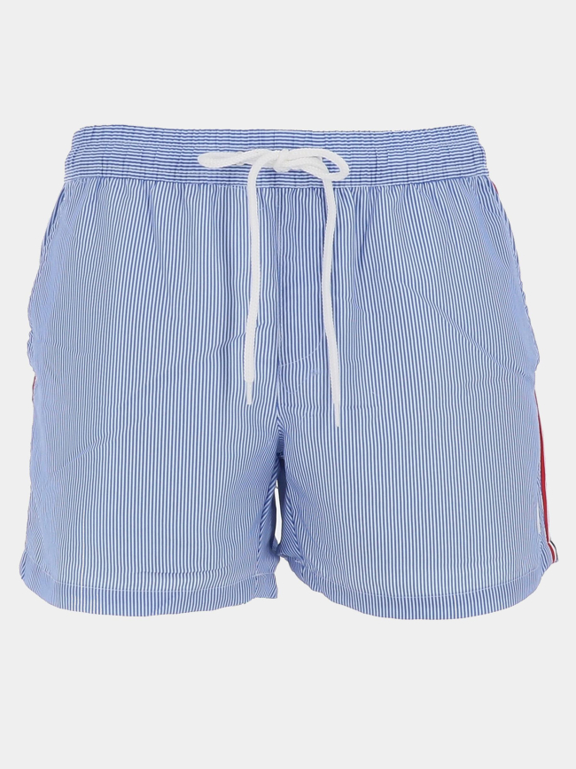 Short de bain rayé surf helsinki bleu et blanc homme - Lagon Bleu