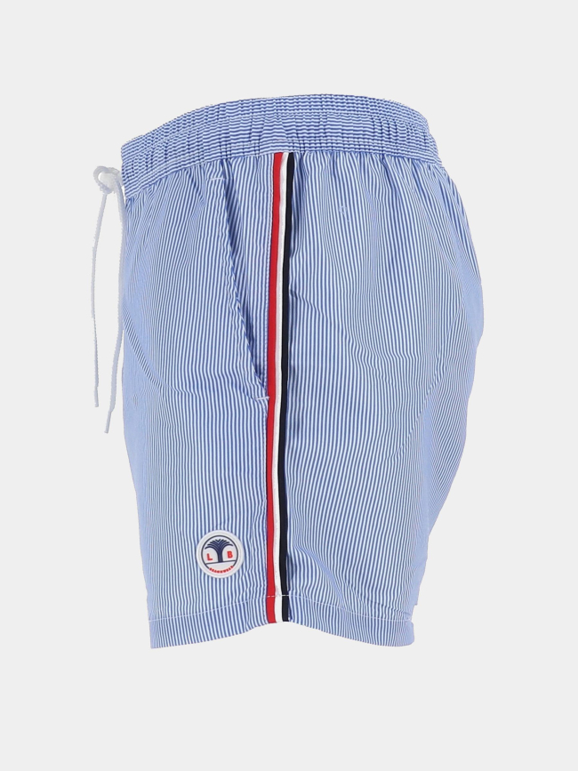 Short de bain rayé surf helsinki bleu et blanc homme - Lagon Bleu