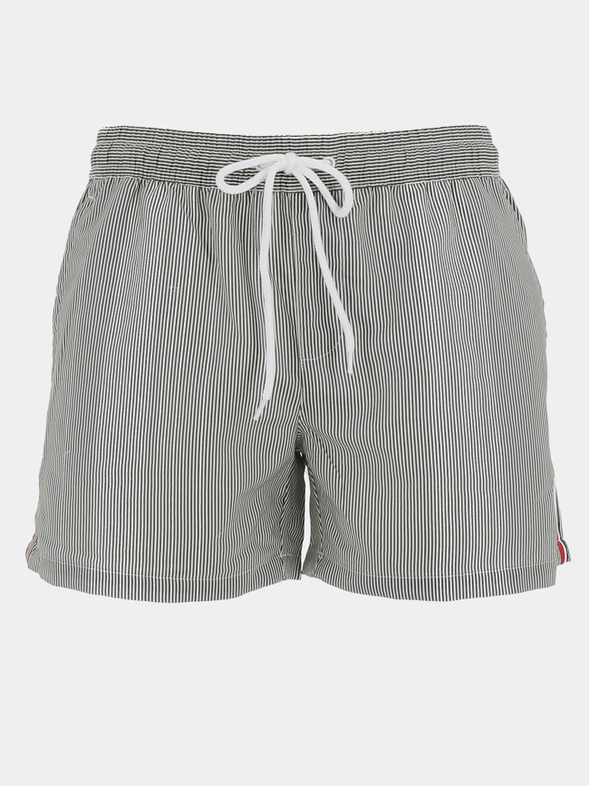 Short de bain rayé surf helsinki kaki et blanc homme - Lagon Bleu