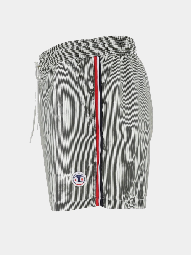 Short de bain rayé surf helsinki kaki et blanc homme - Lagon Bleu