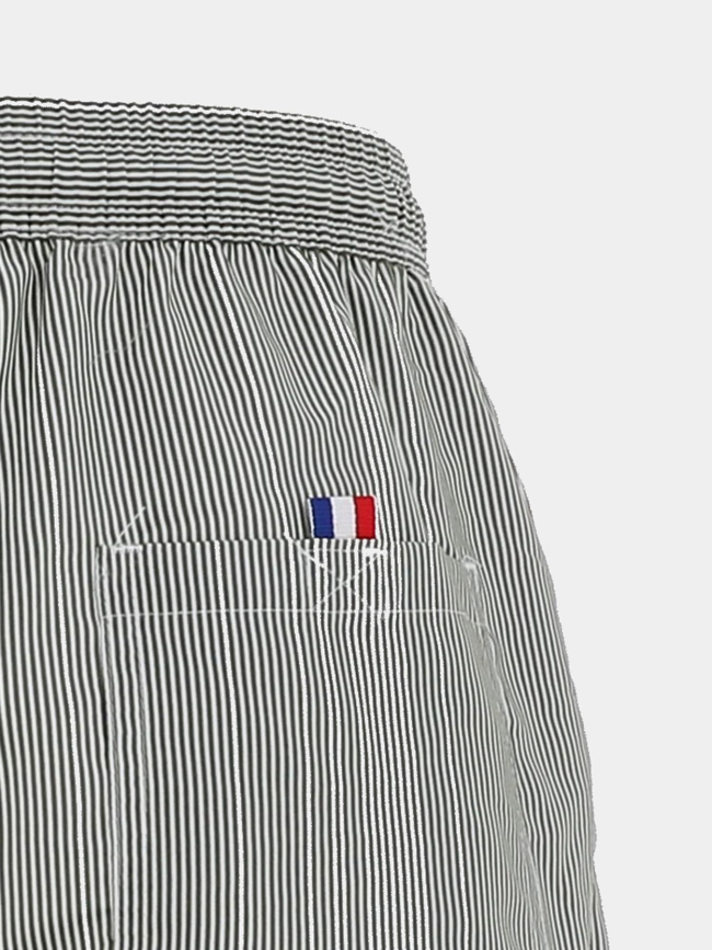 Short de bain rayé surf helsinki kaki et blanc homme - Lagon Bleu