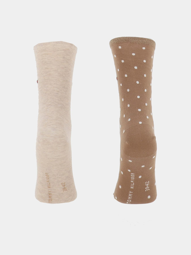 Pack de 2 paires de chaussettes dot beige femme - Tommy Hilfiger