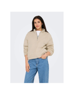 Sweat polaire col zippé new dallas beige femme - Only