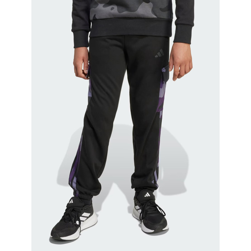 Pantalon jogging cargo camo 3s noir et violet enfant - Adidas