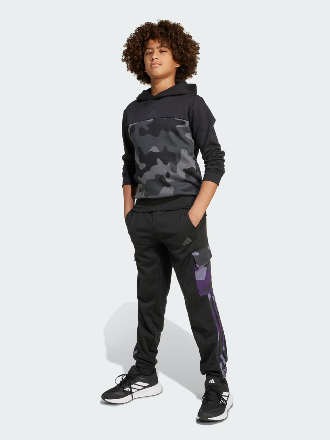 Pantalon jogging cargo camo 3s noir et violet enfant - Adidas