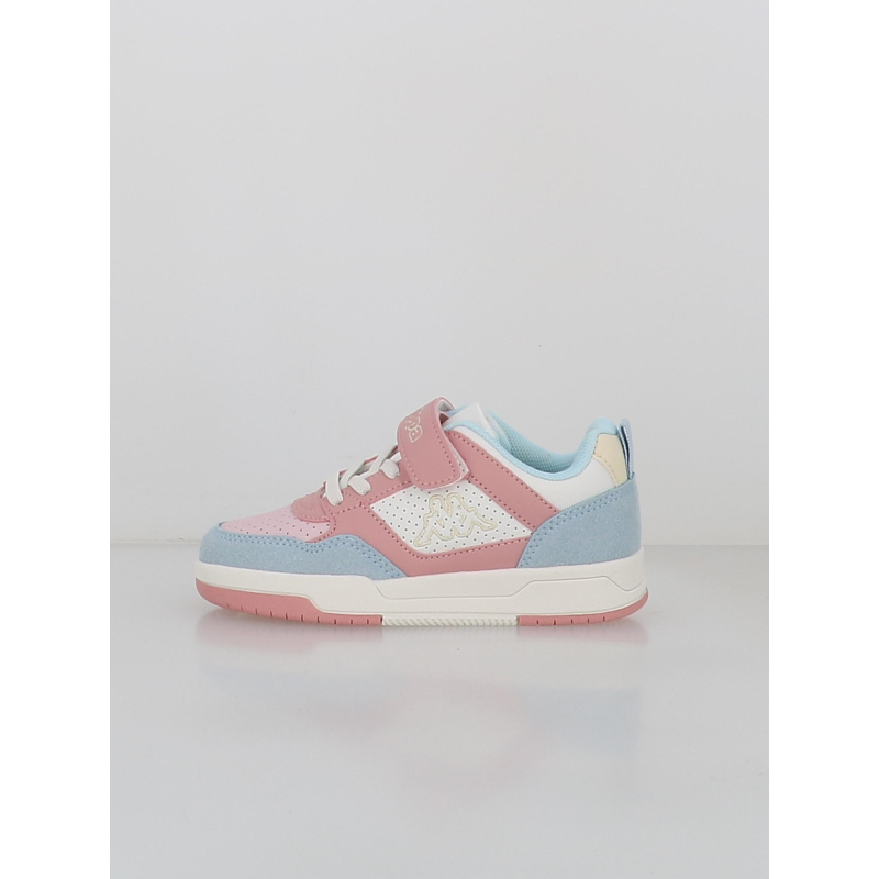 Baskets à scratch logo manis rose bleu enfant - Kappa