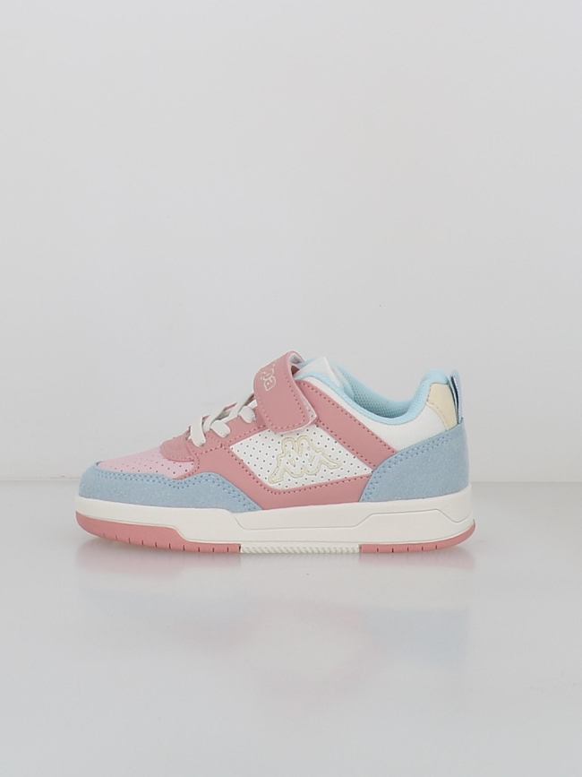 Baskets à scratch logo manis rose bleu enfant - Kappa