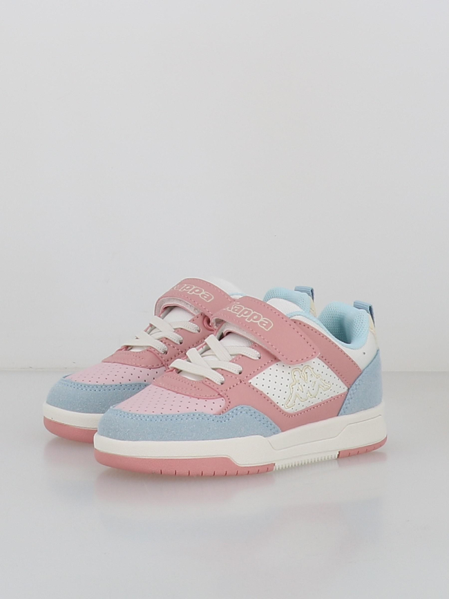 Baskets à scratch logo manis rose bleu enfant - Kappa