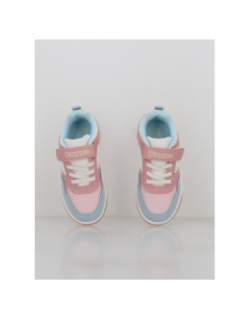 Baskets à scratch logo manis rose bleu enfant - Kappa