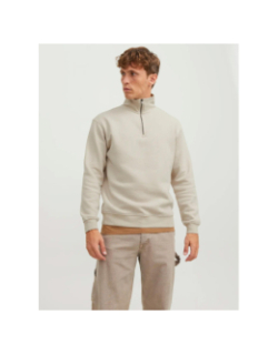 Sweat col zippé bradley beige homme - Jack & Jones