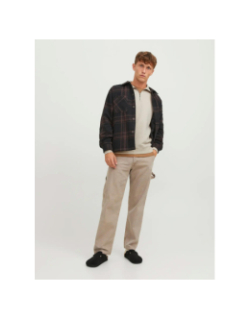 Sweat col zippé bradley beige homme - Jack & Jones