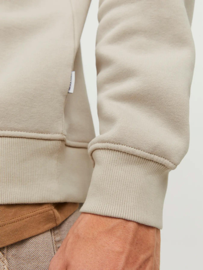 Sweat col zippé bradley beige homme - Jack & Jones