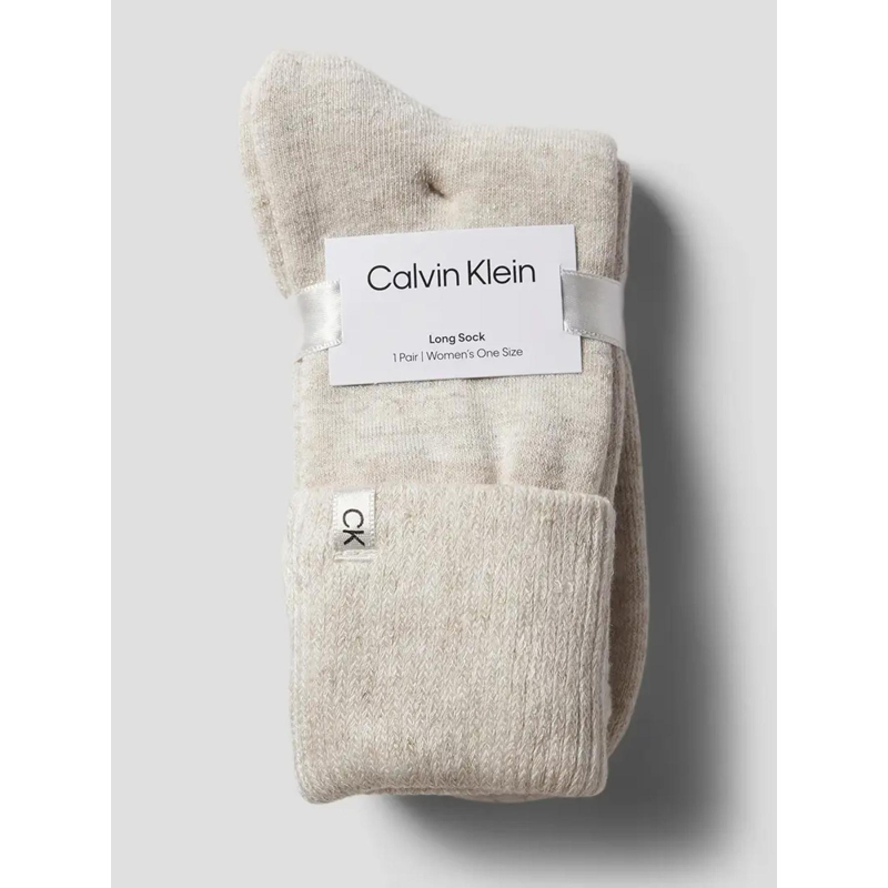 Paire de chaussettes hautes brillantes home beige femme - Calvin Klein