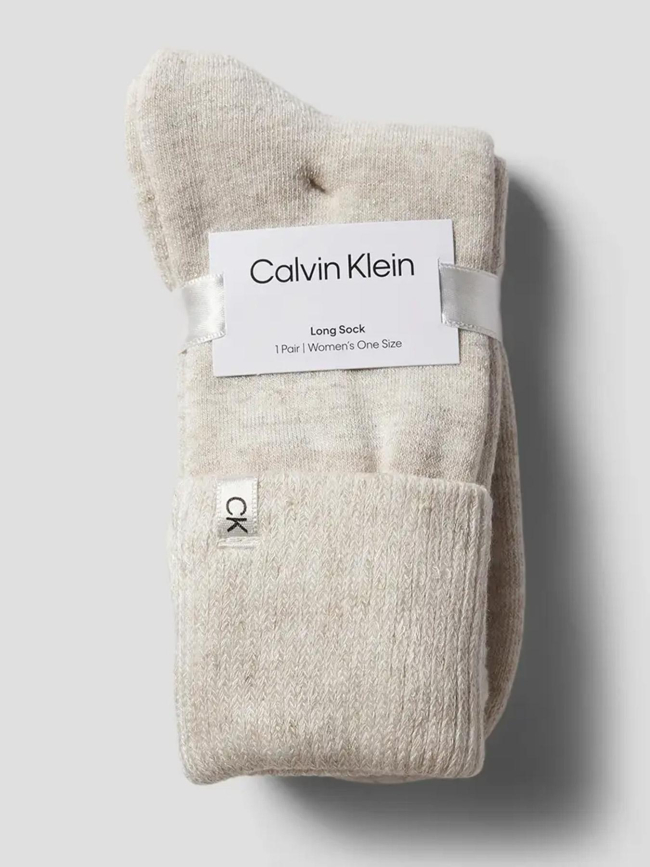 Paire de chaussettes hautes brillantes home beige femme - Calvin Klein