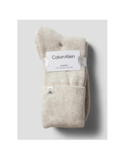 Paire de chaussettes hautes brillantes home beige femme - Calvin Klein