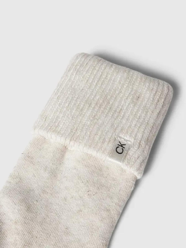 Paire de chaussettes hautes brillantes home beige femme - Calvin Klein