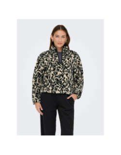 Sweat polaire col zippé léopard new dallas noir femme - Only