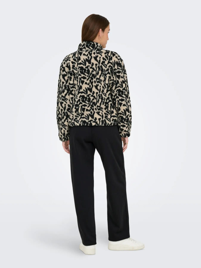 Sweat polaire col zippé léopard new dallas noir femme - Only