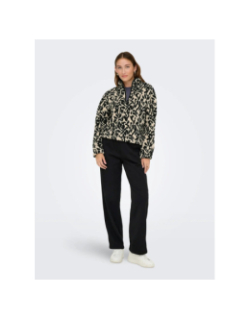 Sweat polaire col zippé léopard new dallas noir femme - Only