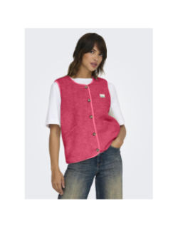Veste sans manche teddy baby rose femme - Only