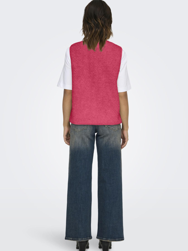 Veste sans manche teddy baby rose femme - Only