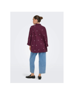 Chemise cœur brodé new lina bordeaux femme - Only