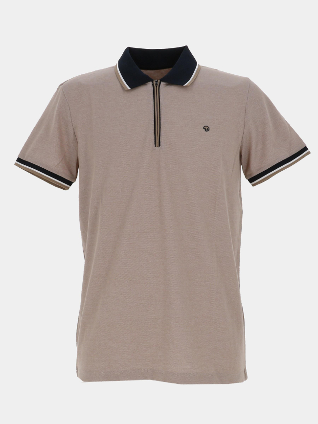 Polo col zippé gadiel beige homme - Benson & Cherry