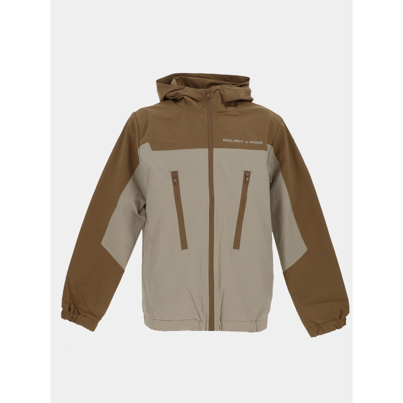 Veste à capuche zippé tech beige homme - Project X Paris