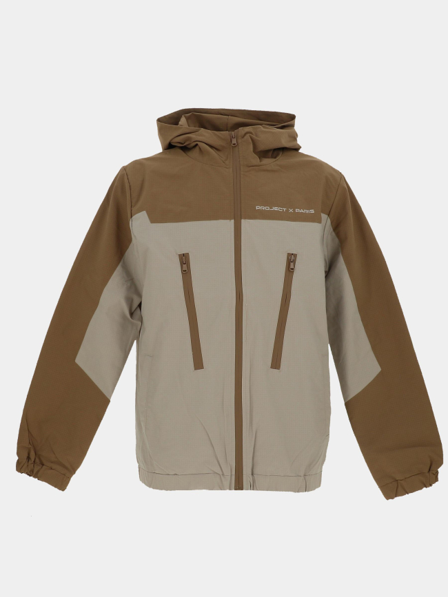 Veste à capuche zippé tech beige homme - Project X Paris