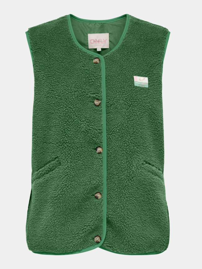 Veste sans manche teddy baby vert femme - Only