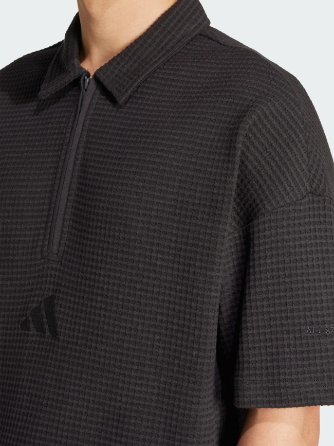 Polo à manches courtes en coton texturé noir homme - Adidas