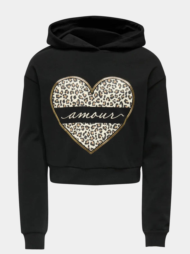 Sweat à capuche cooper life cœur noir fille - Only