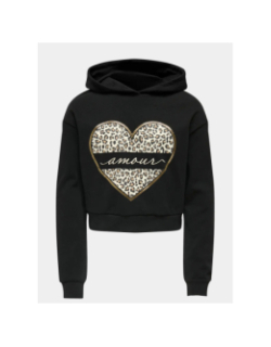 Sweat à capuche cooper life cœur noir fille - Only