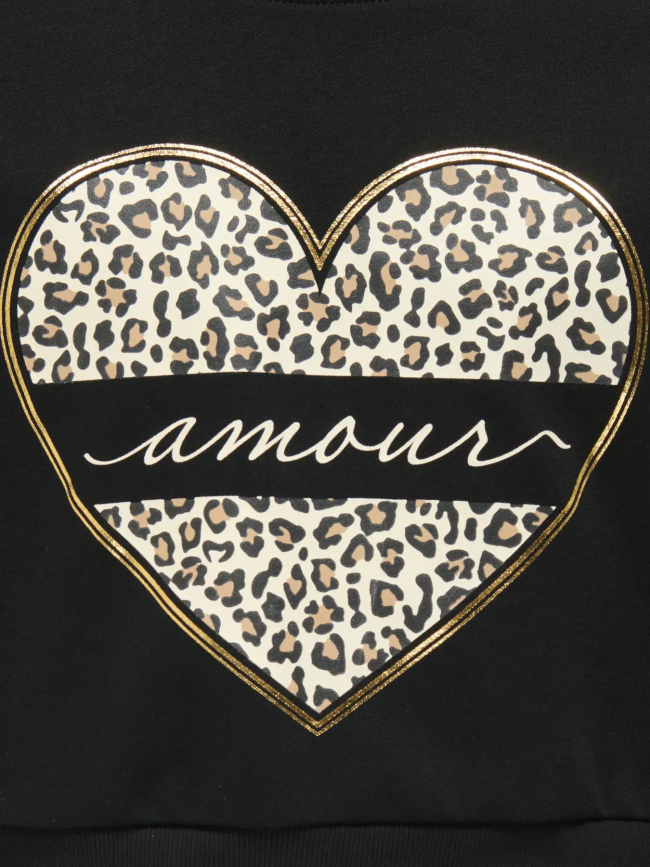 Sweat à capuche cooper life cœur noir fille - Only