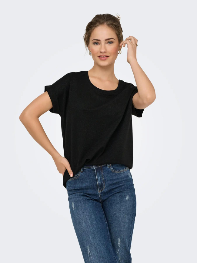 T-shirt à paillettes moster noir femme - Only