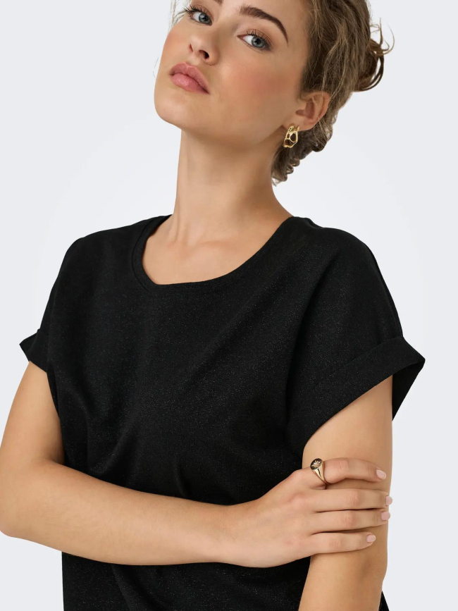 T-shirt à paillettes moster noir femme - Only