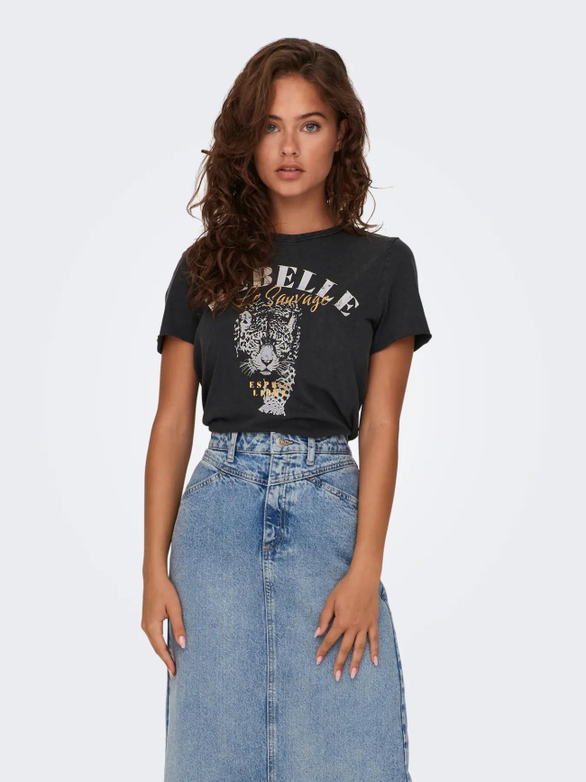 T-shirt à manches courtes onllucy noir femme - Only