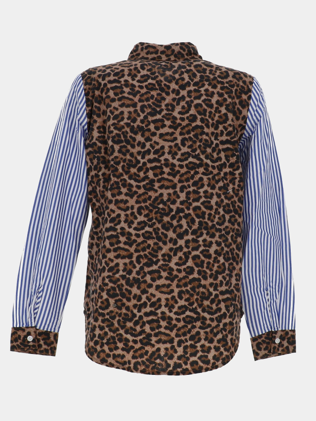 Chemise rayée léopard cayana bleu marron femme - Only