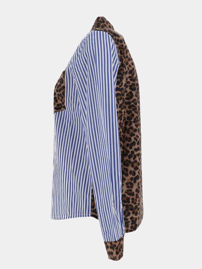Chemise rayée léopard cayana bleu marron femme - Only