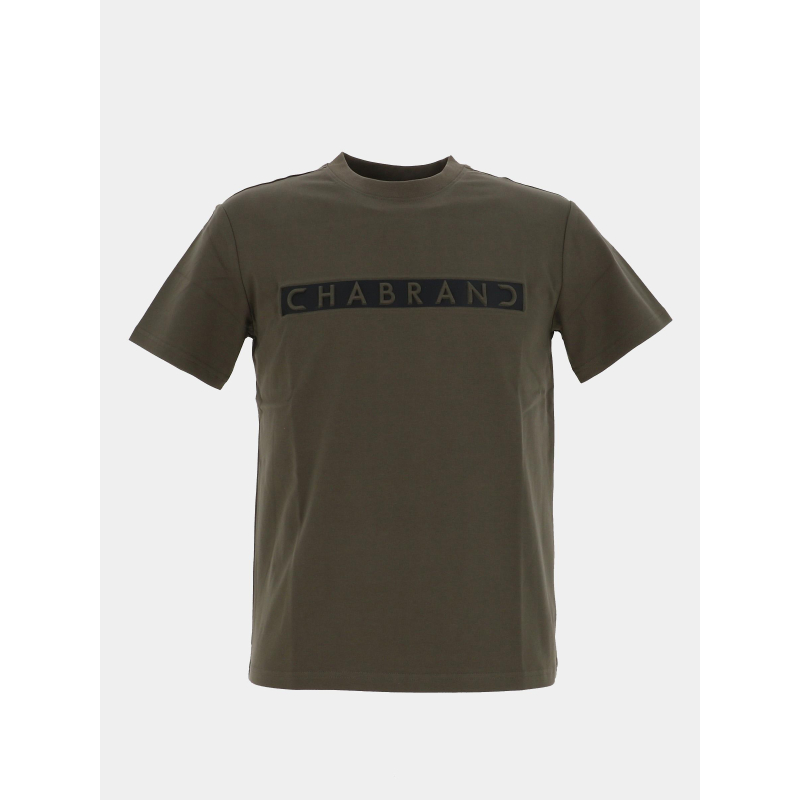 T-shirt à logo relief encadré kaki homme - Chabrand