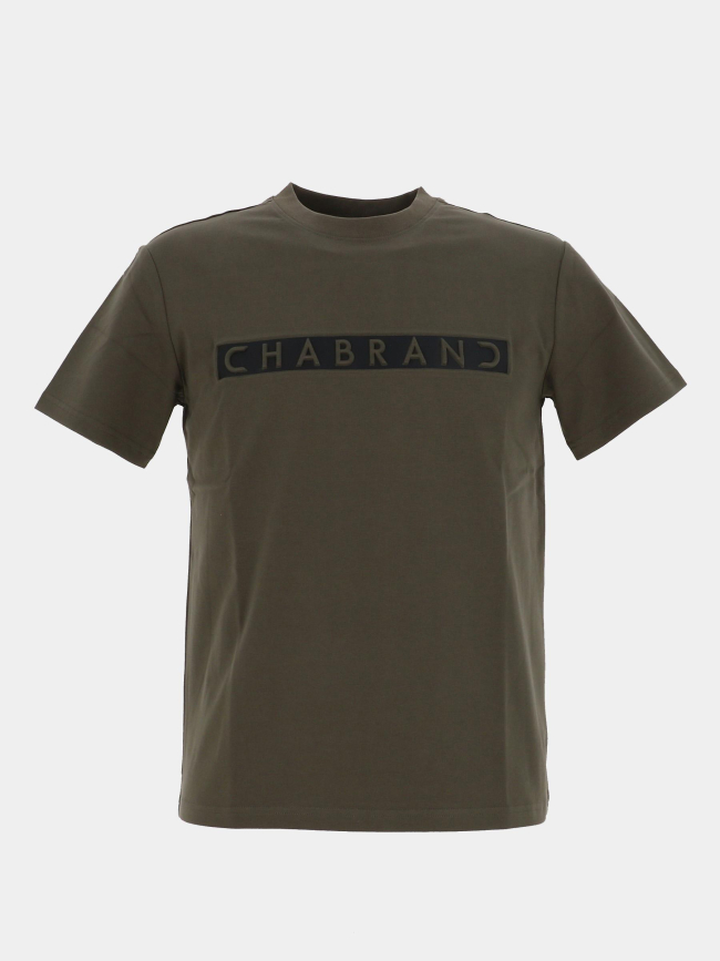 T-shirt à logo relief encadré kaki homme - Chabrand