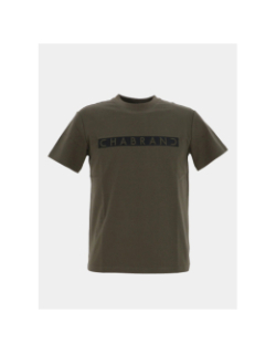 T-shirt à logo relief encadré kaki homme - Chabrand