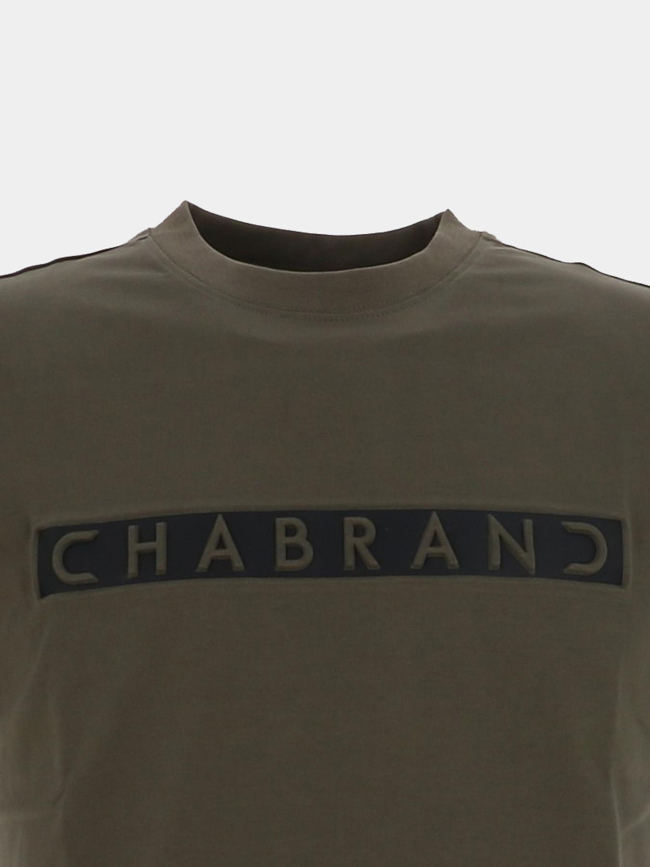 T-shirt à logo relief encadré kaki homme - Chabrand
