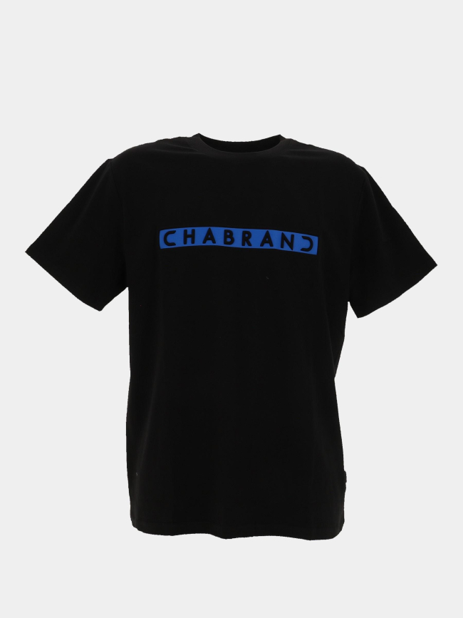 T-shirt à logo encadré bleu relief noir homme - Chabrand